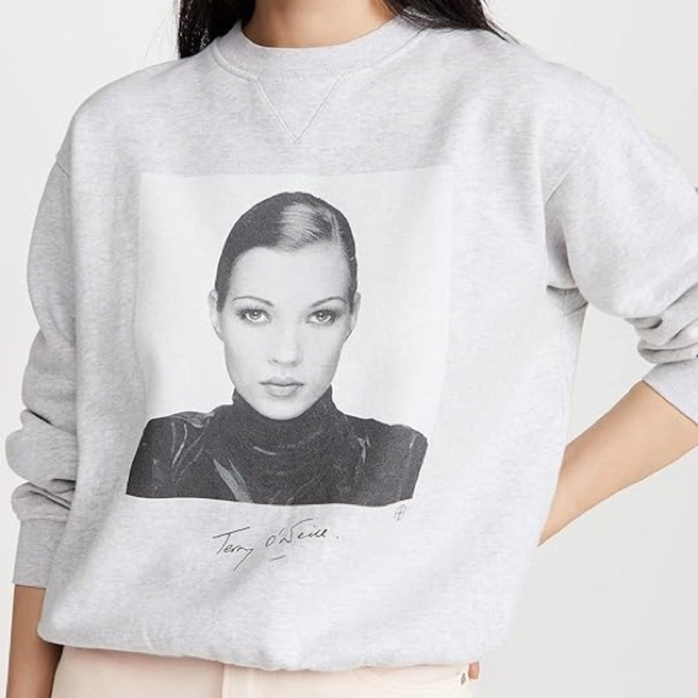 Anine Bing Ramona Kate Moss Graphic Crewneck Sweatshirt